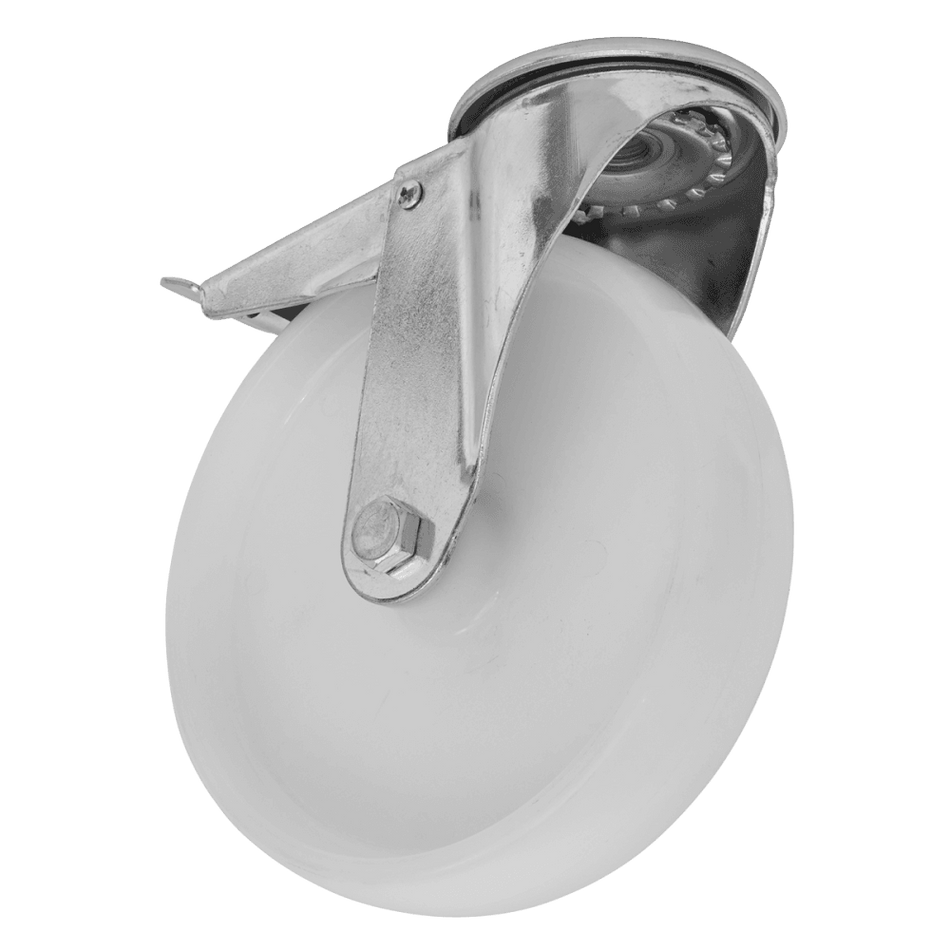 Sealey Heavy-Duty Nylon Castor Wheel Bolt Hole with Total Lock 100mm - Trade Model No- SCW4100SBLEM
