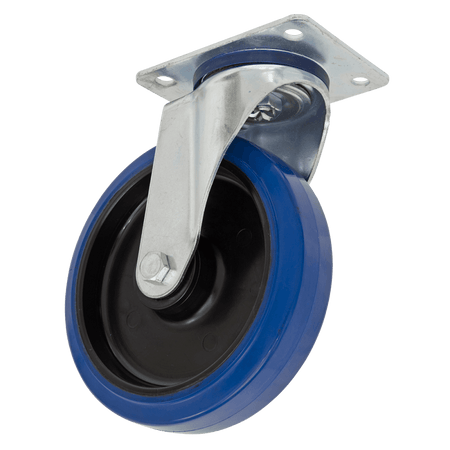 Sealey Heavy-Duty Blue Elastic Rubber Swivel Castor Wheel 200mm - Trade Model No- SCW3200SPEM