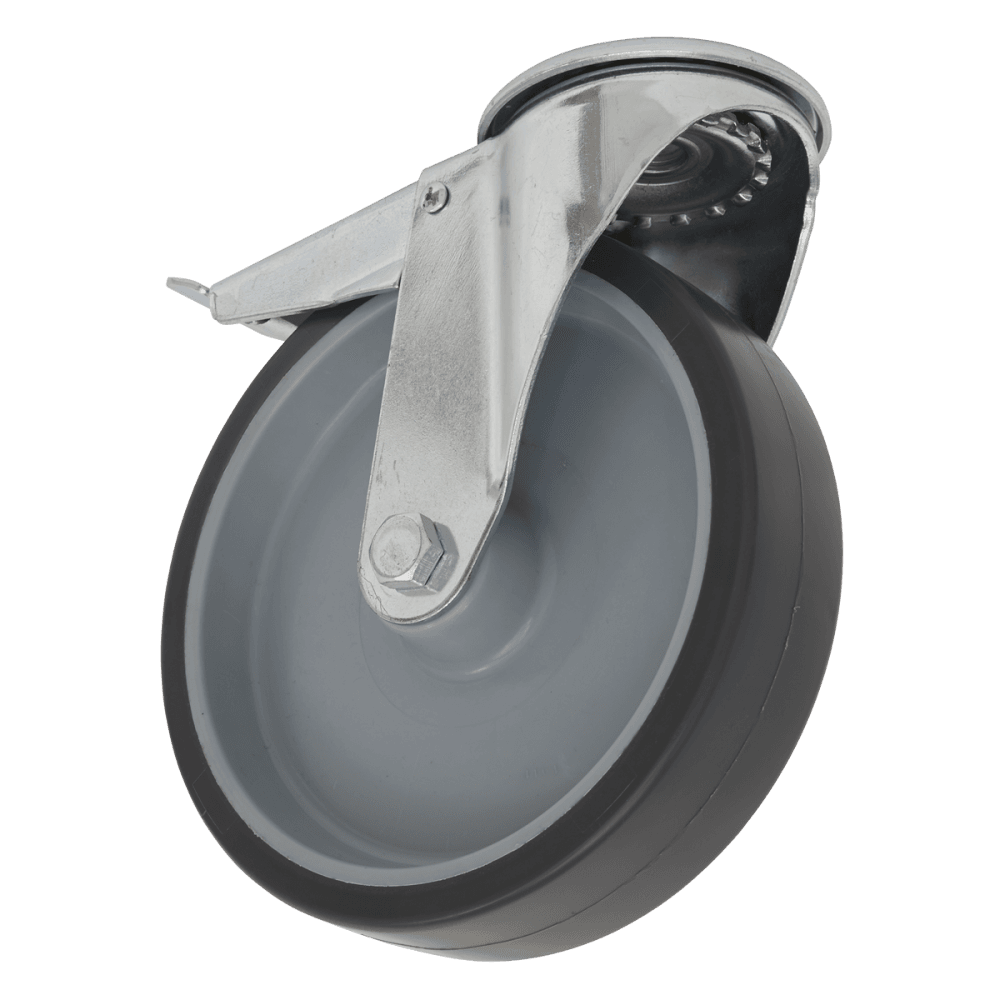 Sealey Medium-Duty Thermoplastic Bolt Hole Castor Wheel with Total Lock 100mm - Trade Model No- SCW2100SBLEM