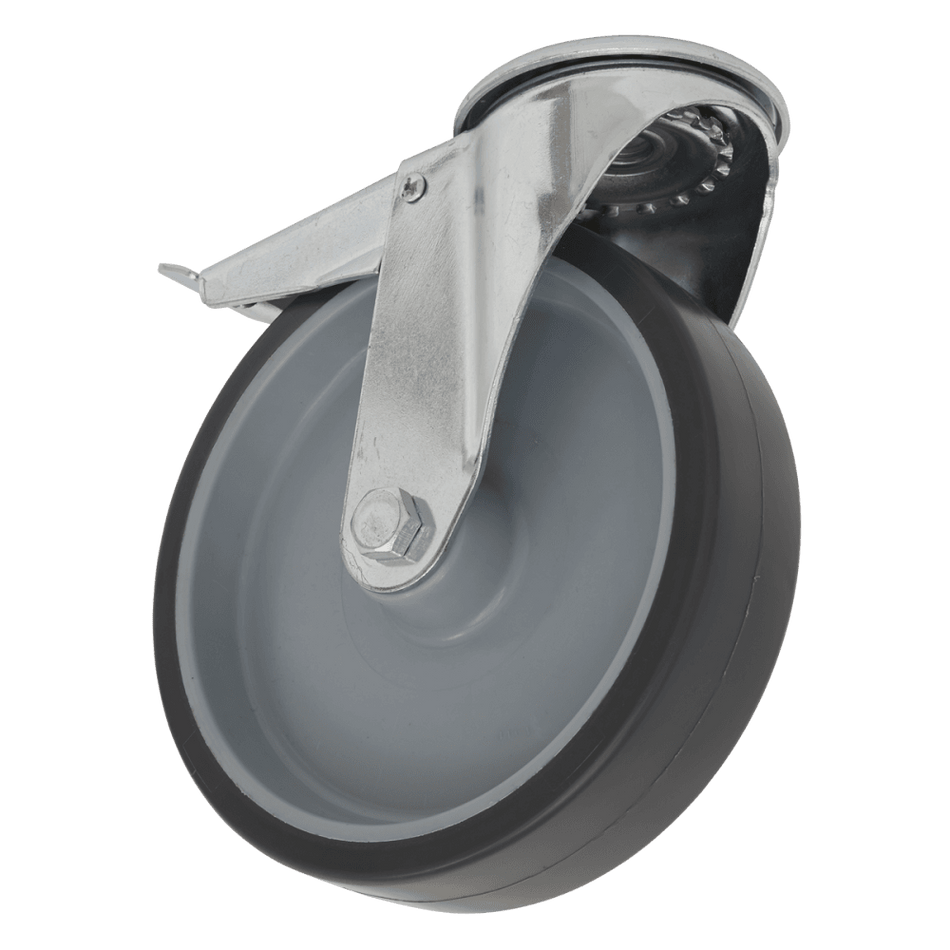 Sealey Medium-Duty Thermoplastic Bolt Hole Castor Wheel with Total Lock 100mm - Trade Model No- SCW2100SBLEM