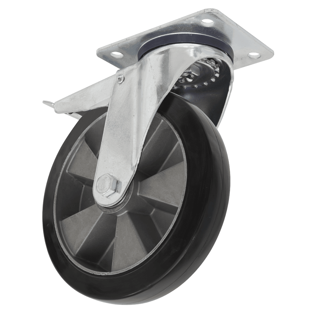 Sealey Heavy-Duty Rubber Castor Wheel Swivel With Total Lock 125mm - Trade Model No- SCW5125SPLEM