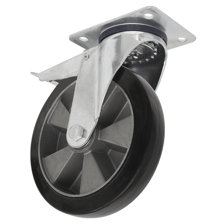 Sealey Heavy-Duty Rubber Castor Wheel Swivel With Total Lock 125mm - Trade Model No- SCW5125SPLEM