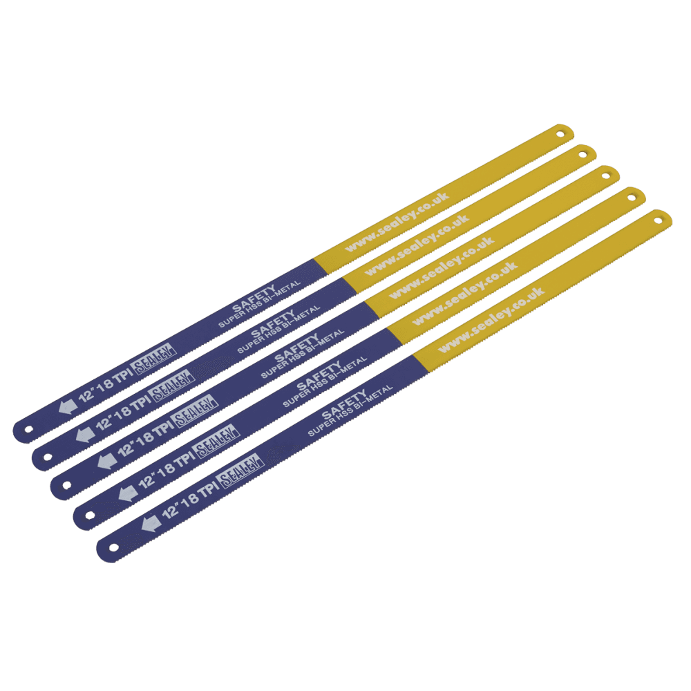 Sealey Hacksaw Blade 300mm HSS Bi-Metal 18tpi Pack of 5 Model No- HSB0518