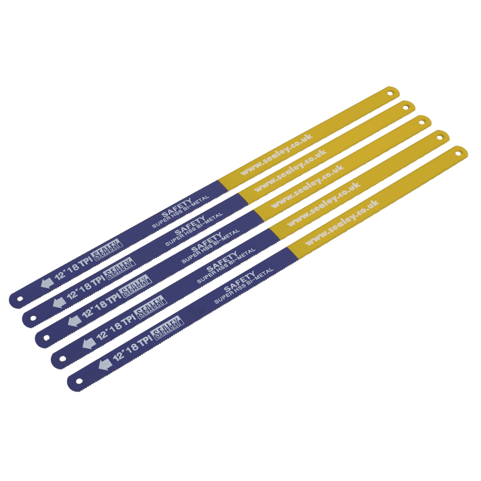 Sealey Hacksaw Blade 300mm HSS Bi-Metal 18tpi Pack of 5 Model No- HSB0518
