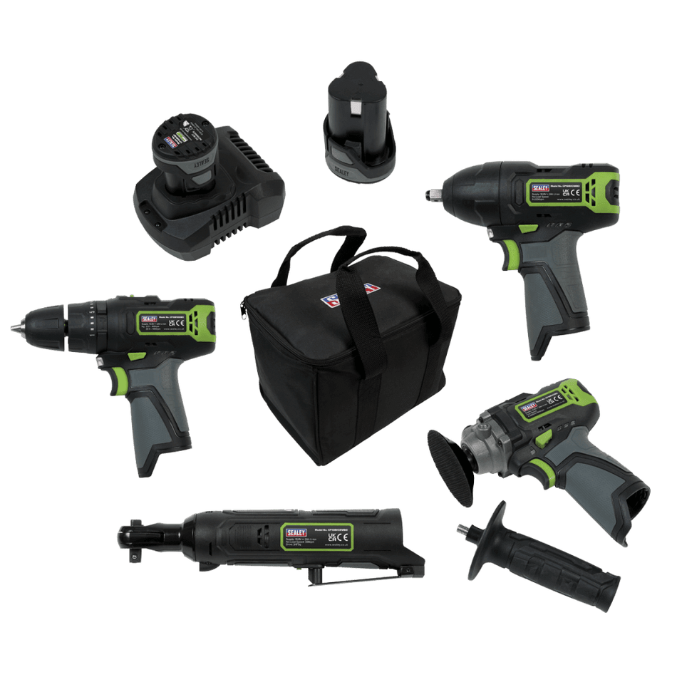 Sealey 4 x SV10.8 Series Cordless Power Tool Kit 10.8V - 2 Batteries Model No- CP108VCOMBO1