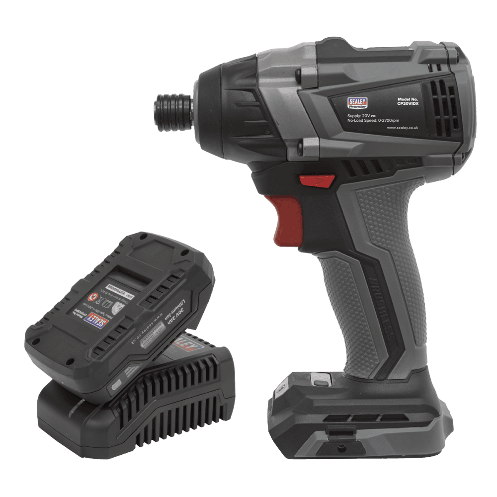 Sealey Brushless Impact Driver Kit 1/4" Hex 20V 2Ah Model No- CP20VIDXKIT1