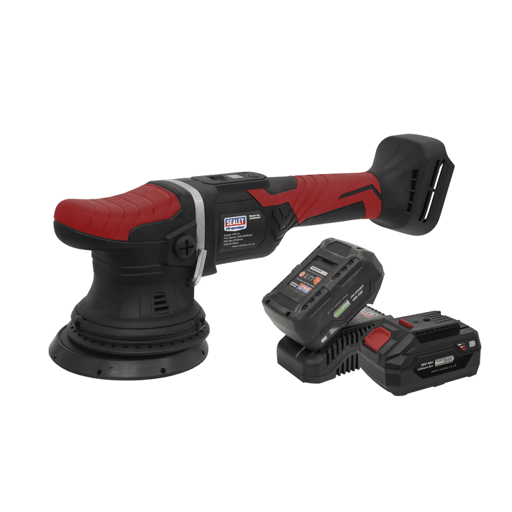 Sealey Premier SV20 Series 125mm Cordless Orbital Polisher Kit 20V 4Ah - 2 Batteries Model No- CP20VOPKIT2