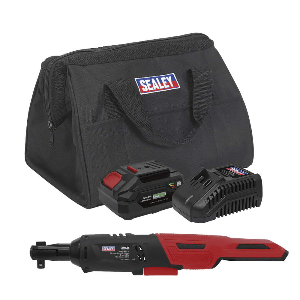 Sealey Cordless Ratchet Wrench Kit  3/8"Sq Drive 60Nm 20V 4Ah Model No- CP20VRWKIT1