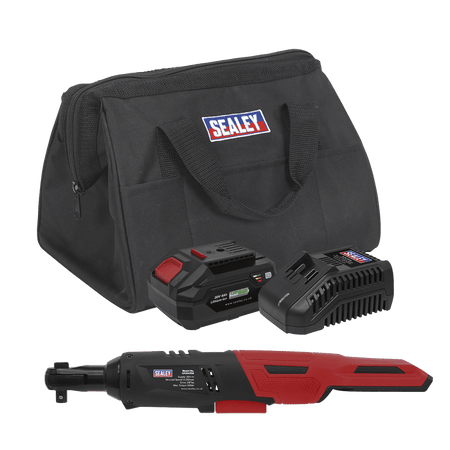 Sealey Cordless Ratchet Wrench Kit  3/8"Sq Drive 60Nm 20V 4Ah Model No- CP20VRWKIT1
