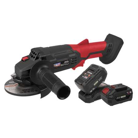 Sealey SV20 Series 115mm Cordless Angle Grinder Kit 20V 4Ah - 2 Batteries Model No- CP20VAGBKIT