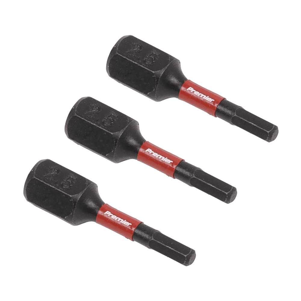 Sealey Hex 2.5mm Impact Power Tool Bits 25mm - 3pc Model No- AK8210