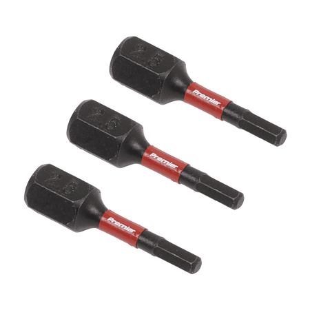 Sealey Hex 2.5mm Impact Power Tool Bits 25mm - 3pc Model No- AK8210