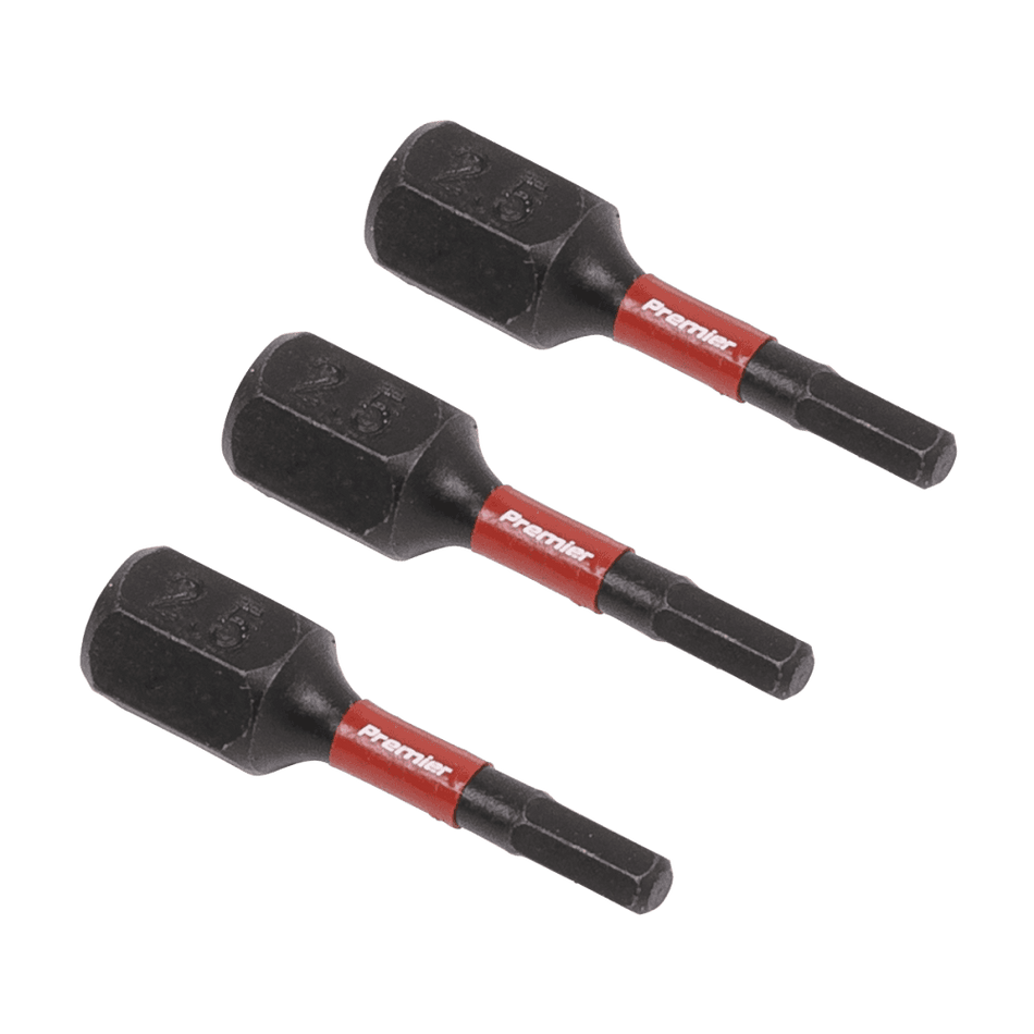 Sealey Hex 2.5mm Impact Power Tool Bits 25mm - 3pc Model No- AK8210