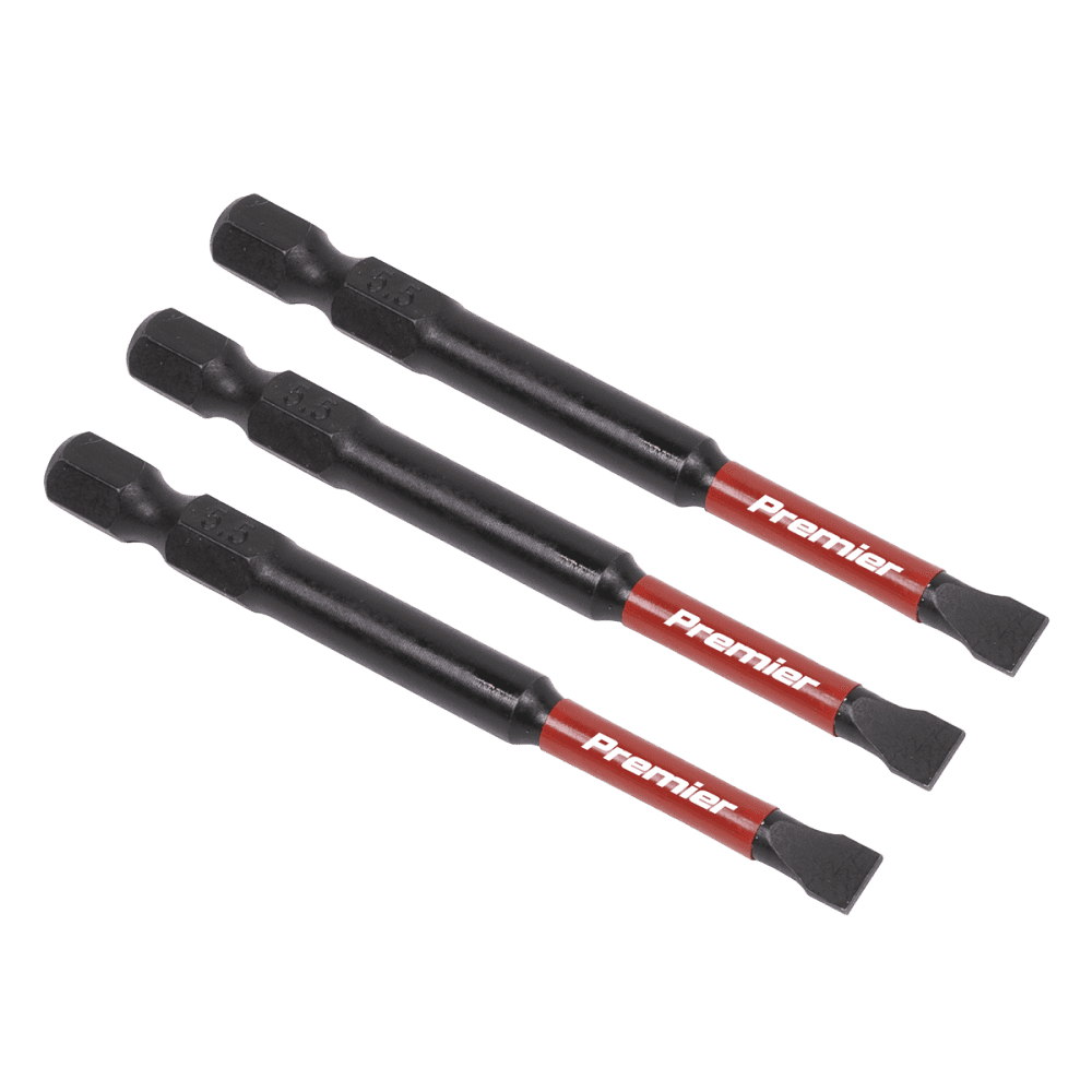 Sealey Slotted 5.5mm Impact Power Tool Bits 75mm - 3pc Model No- AK8252