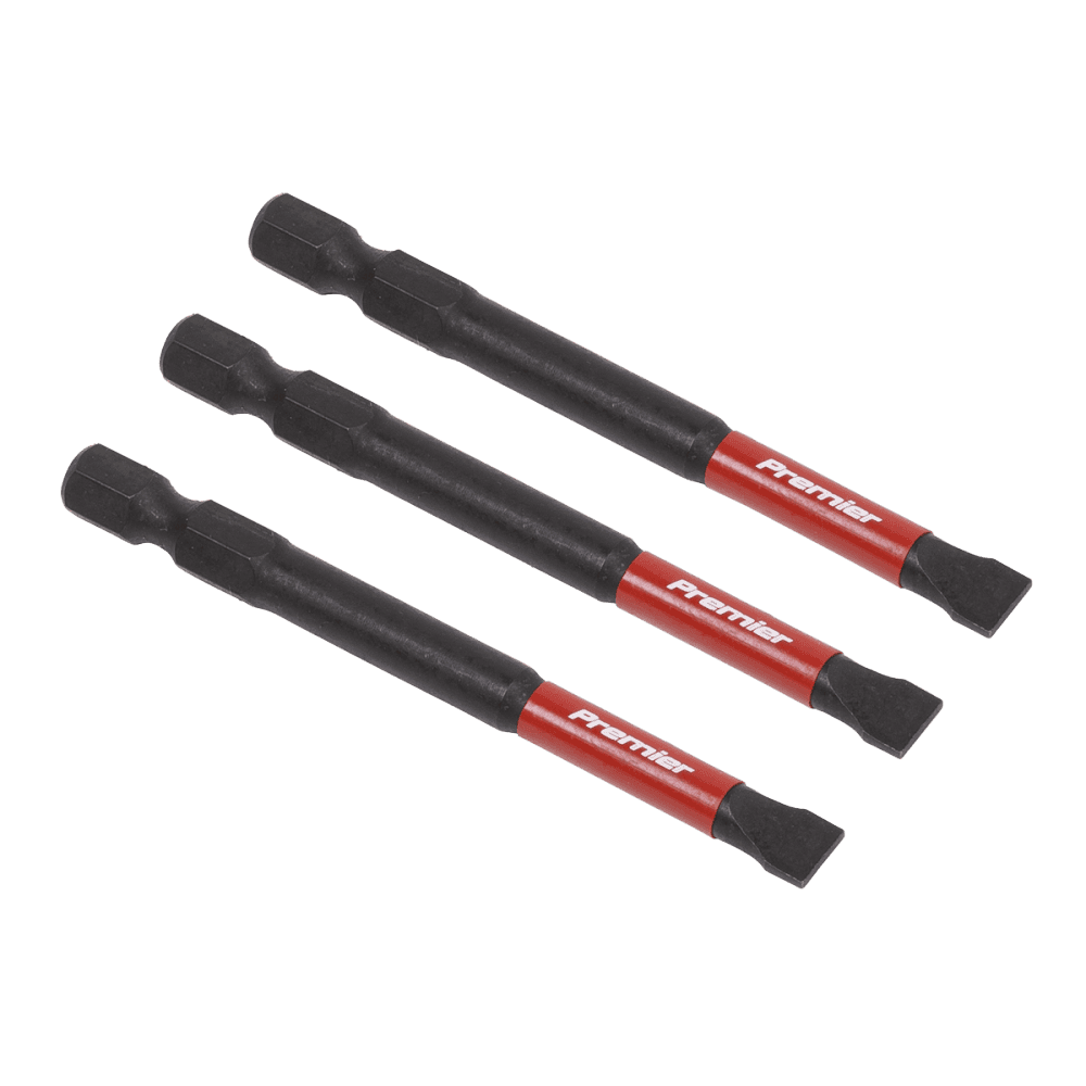 Sealey Slotted 6.5mm Impact Power Tool Bits 75mm - 3pc Model No- AK8253