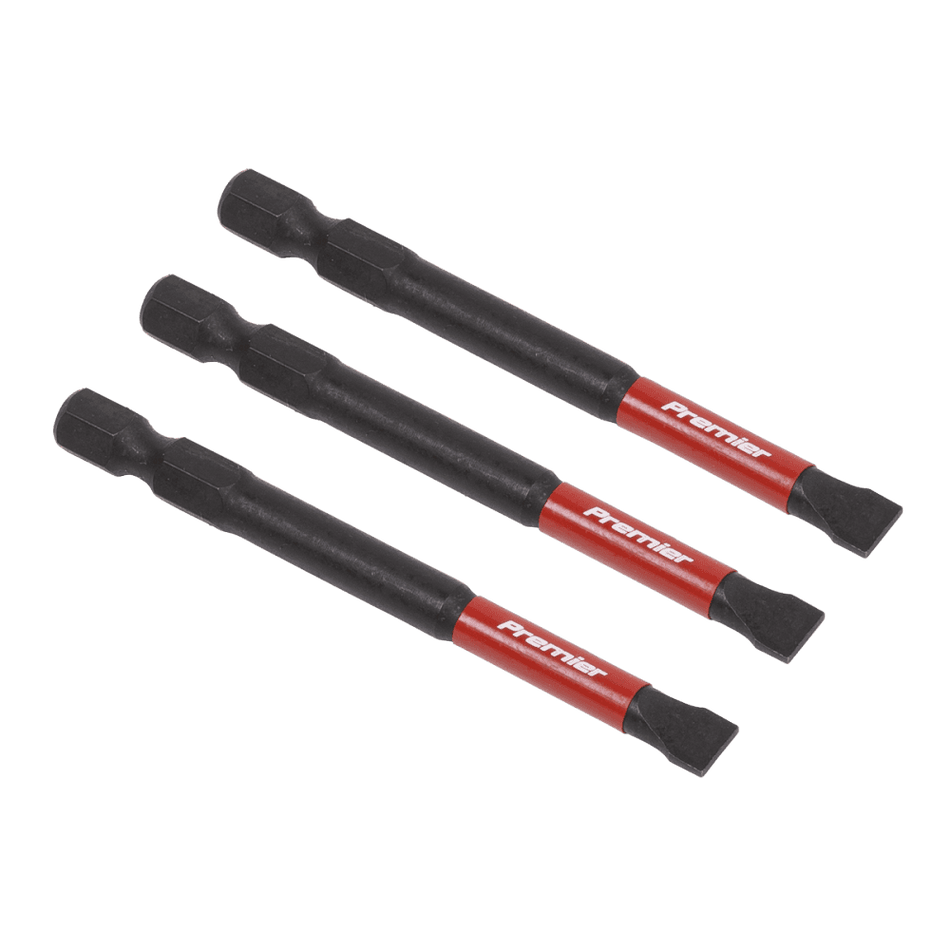 Sealey Slotted 6.5mm Impact Power Tool Bits 75mm - 3pc Model No- AK8253