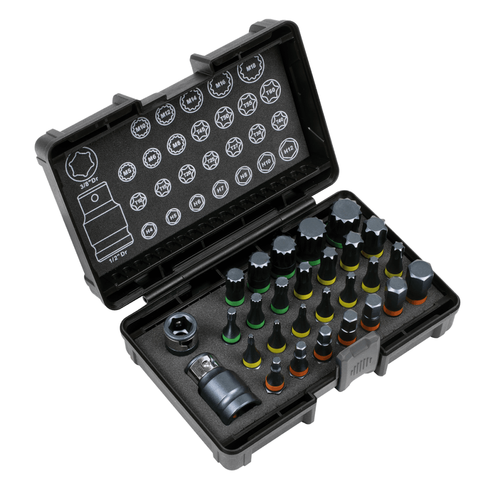 Sealey TRX-Star*/Hex/Spline Bit Set Impact 28pc 3/8" & 1/2"Sq Drive Model No- AK21902