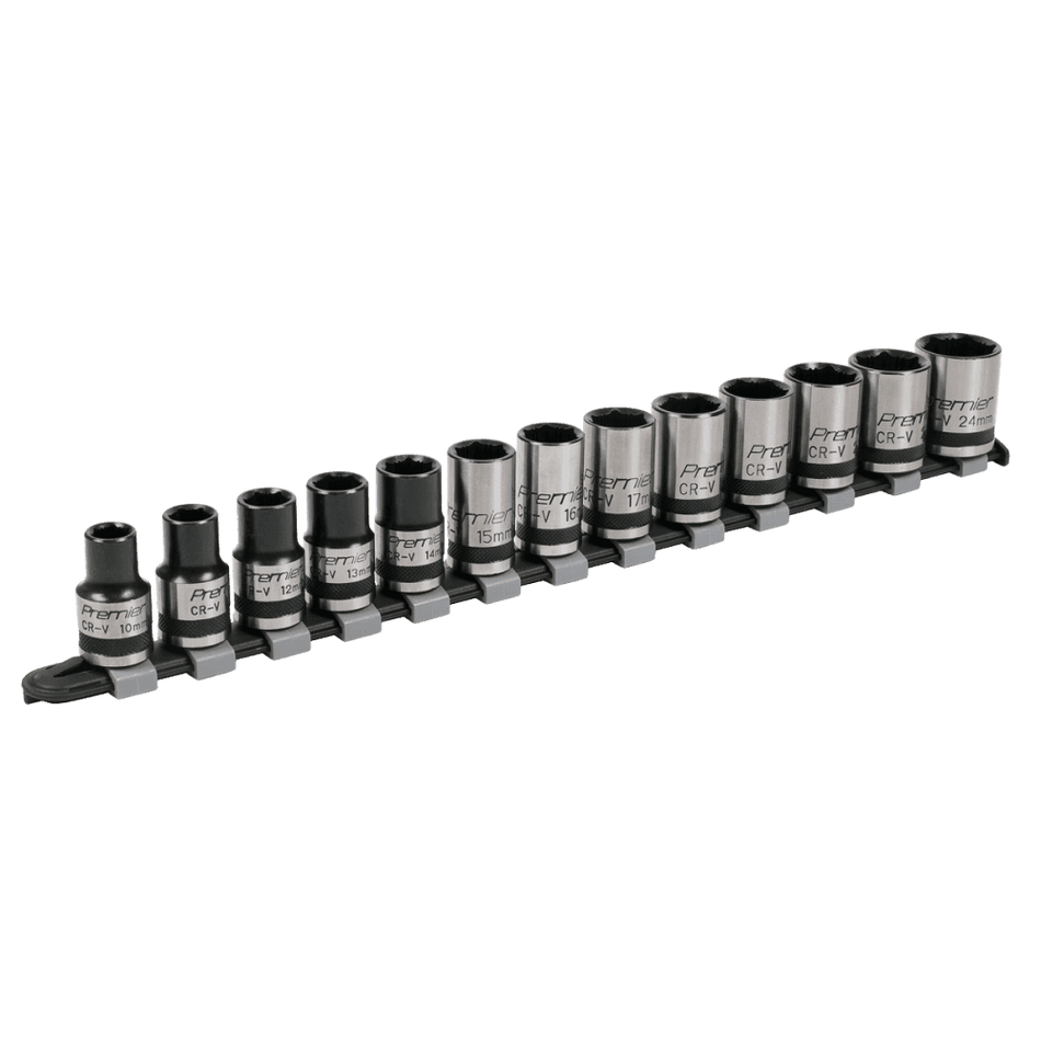 Sealey Socket Set 13pc 1/2"Sq Drive Lock-On? 6pt Metric - Black Series Model No- AK2742B