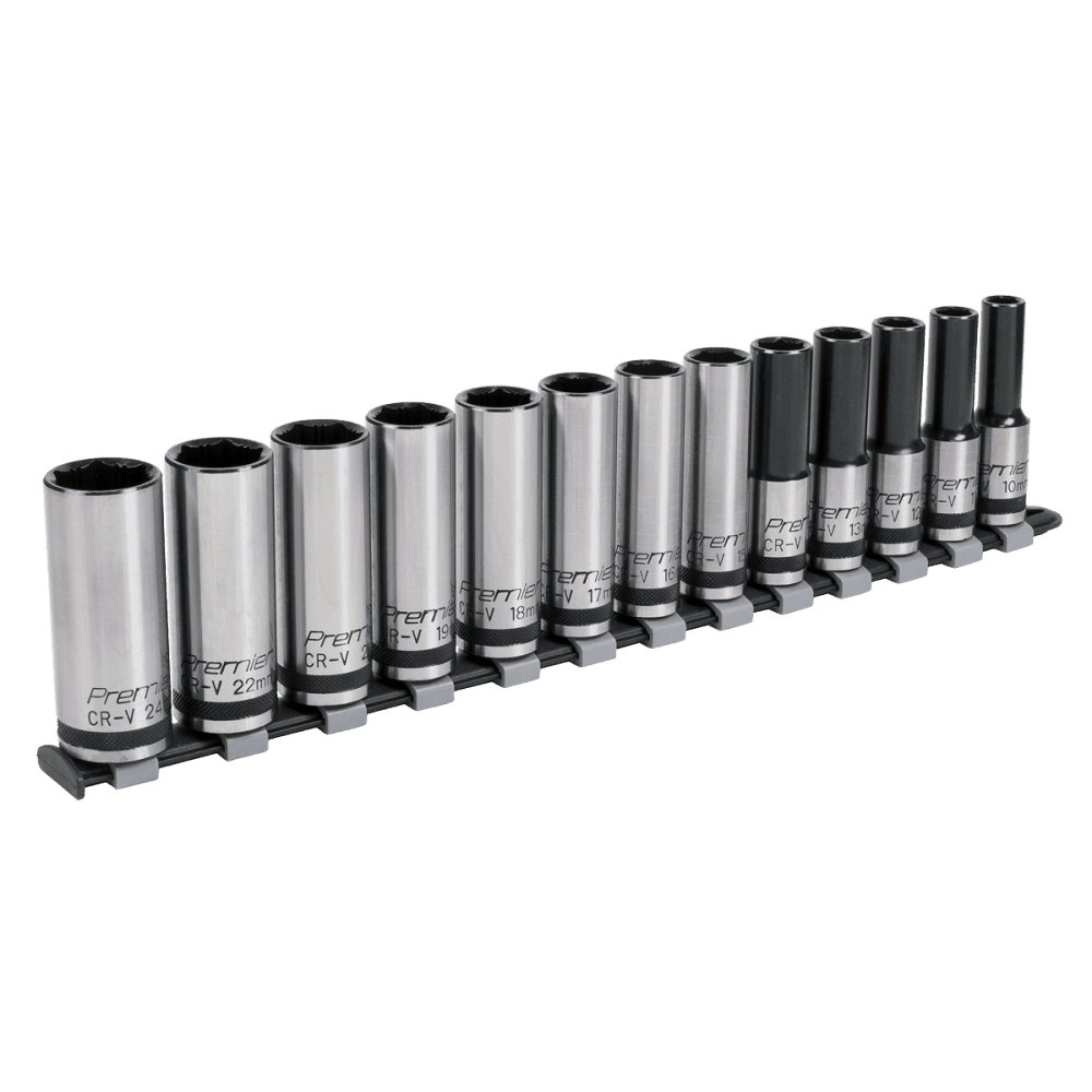 Sealey Socket Set 13pc 1/2"Sq Drive Deep Lock-On? 6pt Metric - Black Series Model No- AK2745B
