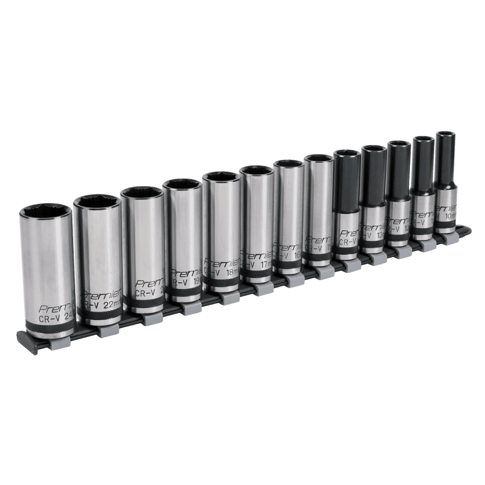 Sealey Socket Set 13pc 1/2"Sq Drive Deep Lock-On? 6pt Metric - Black Series Model No- AK2745B