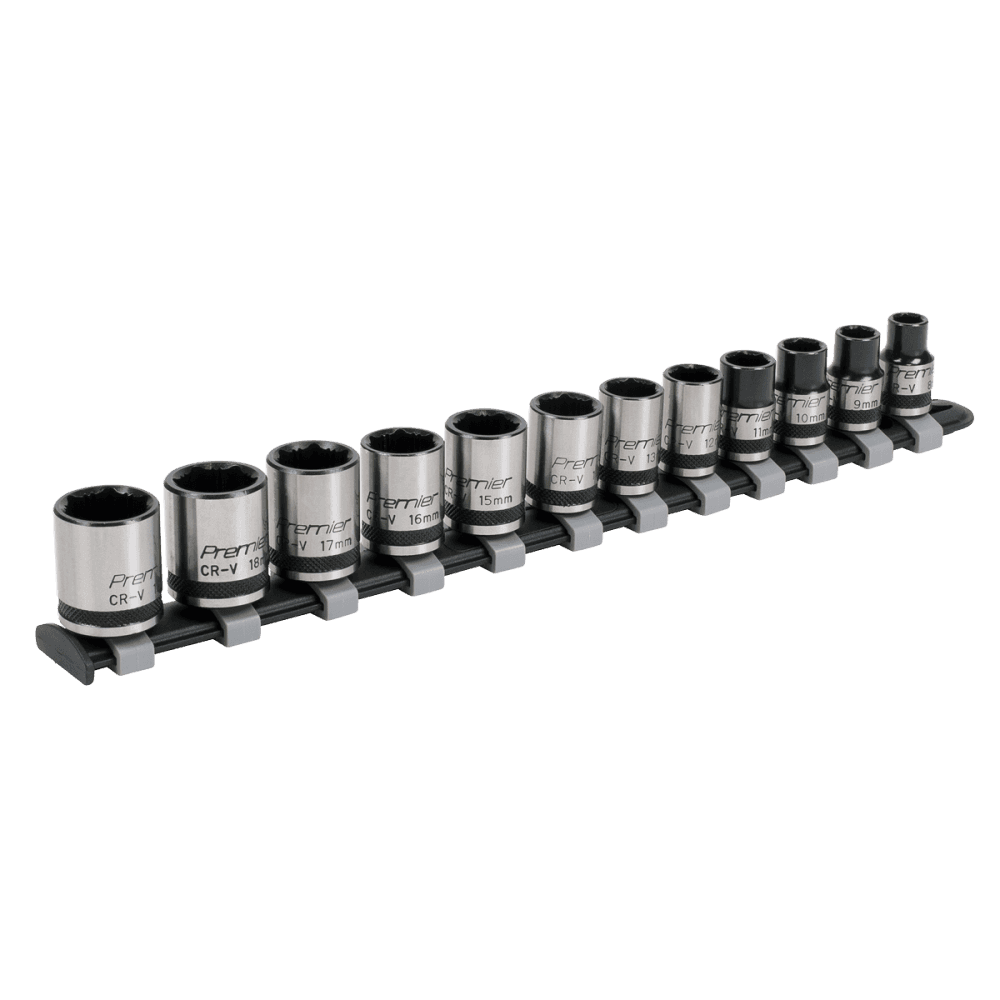 Sealey Socket Set 12pc 3/8"Sq Drive Lock-On? 6pt Metric - Black Series Model No- AK2741B