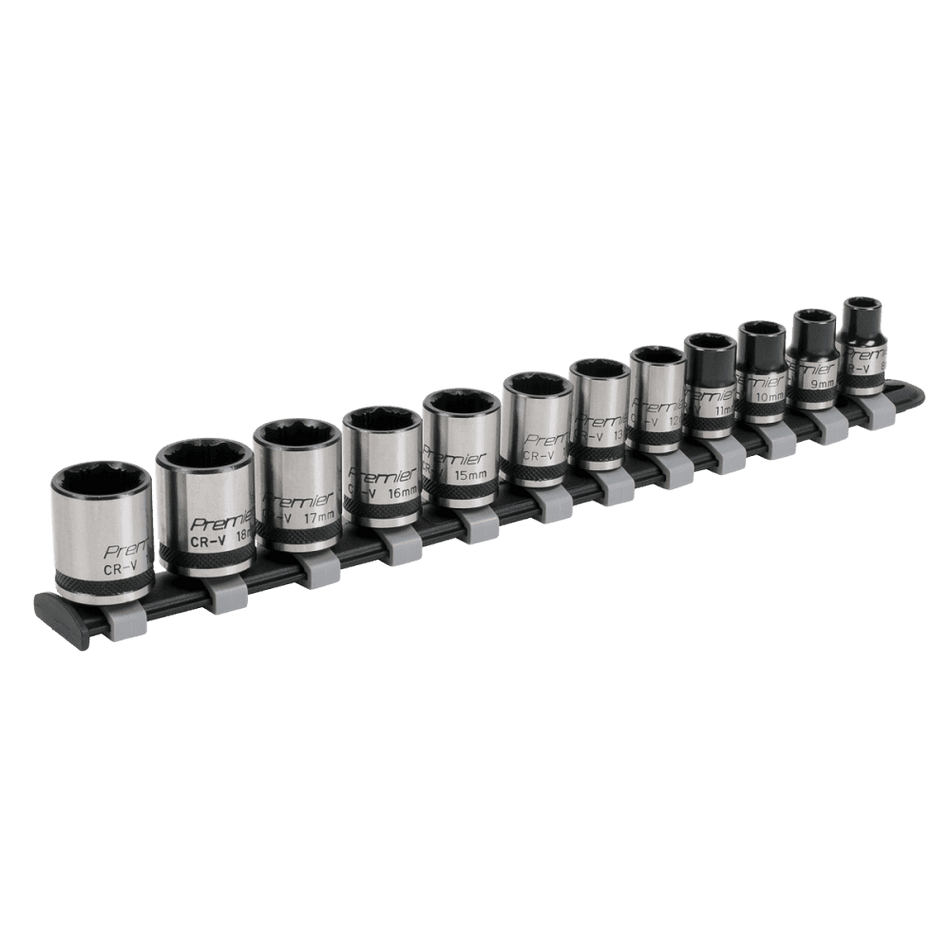 Sealey Socket Set 12pc 3/8"Sq Drive Lock-On? 6pt Metric - Black Series Model No- AK2741B