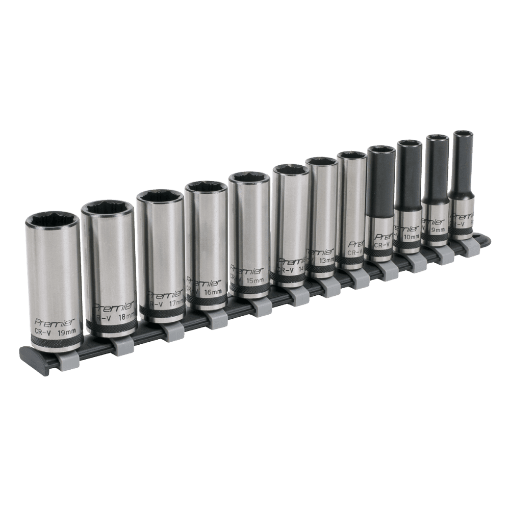 Sealey Socket Set 12pc 3/8"Sq Drive Deep Lock-On? 6pt Metric - Black Series Model No- AK2744B