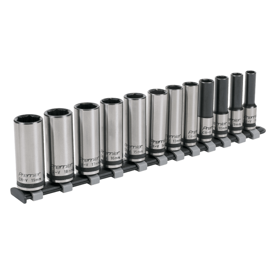 Sealey Socket Set 12pc 3/8"Sq Drive Deep Lock-On? 6pt Metric - Black Series Model No- AK2744B