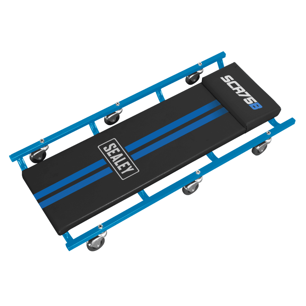 Sealey American-Style Deluxe Creeper 36" with Steel Frame & 6 Wheels - Blue Model No- SCR75B