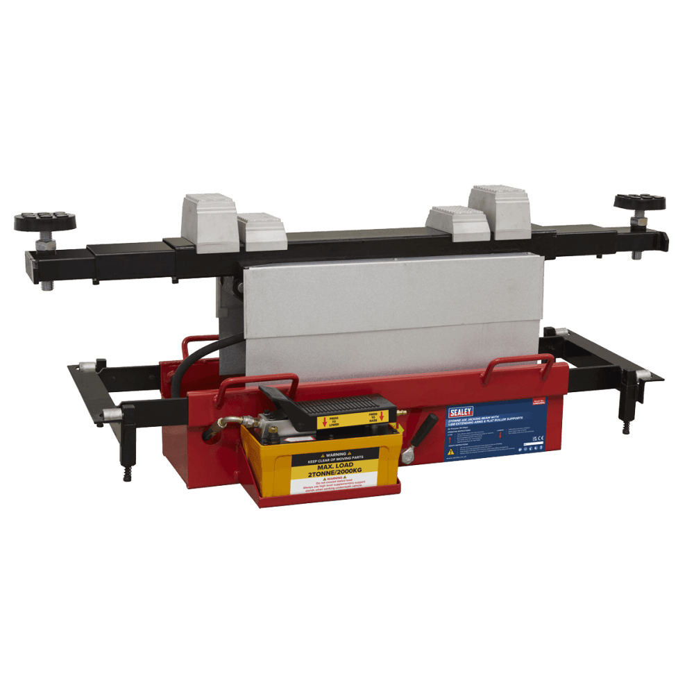 Sealey Air Jacking Beam 2tonne with Arm Extenders & Flat Roller Supports Model No- SJBEX200A