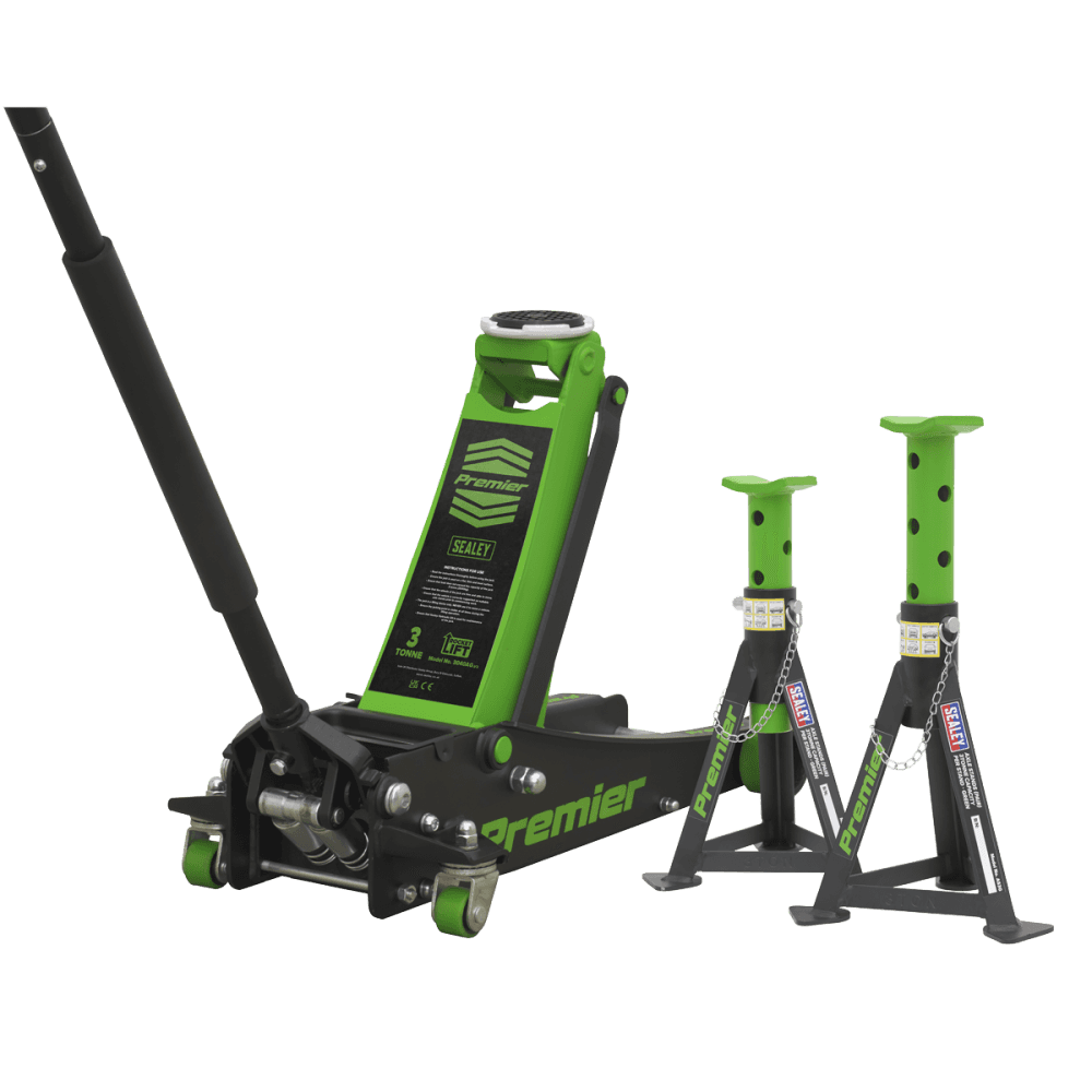 Sealey Trolley Jack 3t & Axle Stands (Pair) 3t per Stand Combo Model No- 3040AGCOMBO1