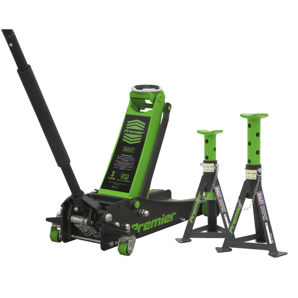 Sealey Trolley Jack 3t & Axle Stands (Pair) 3t per Stand Combo Model No- 3040AGCOMBO1