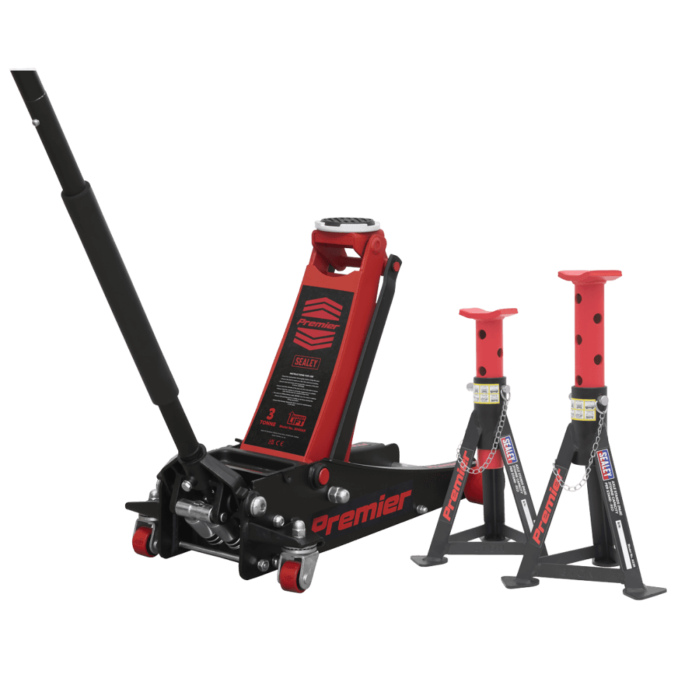 Sealey Trolley Jack 3t & Axle Stands (Pair) 3t per Stand Combo Model No- 3040ARCOMBO