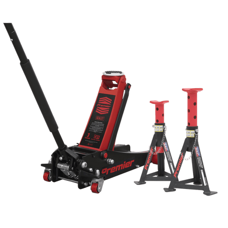 Sealey Trolley Jack 3t & Axle Stands (Pair) 3t per Stand Combo Model No- 3040ARCOMBO