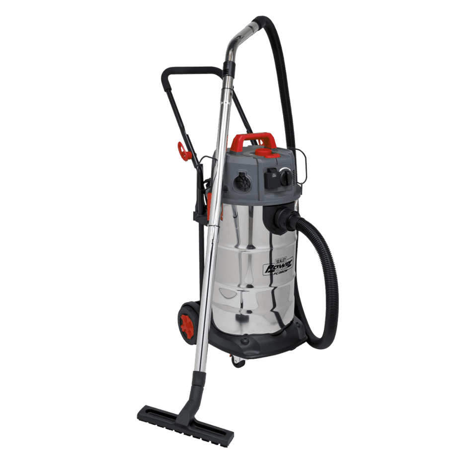 Sealey Vacuum Cleaner Industrial Dust-Free Wet/Dry 38L 1500W/230V Stainless Steel Drum M Class Filtration Model No- PC380M