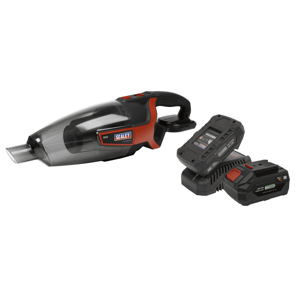 Sealey Cordless Handheld Vacuum Cleaner 650ml 20V Kit - 2 Batteries Model No- CP20VCVKIT