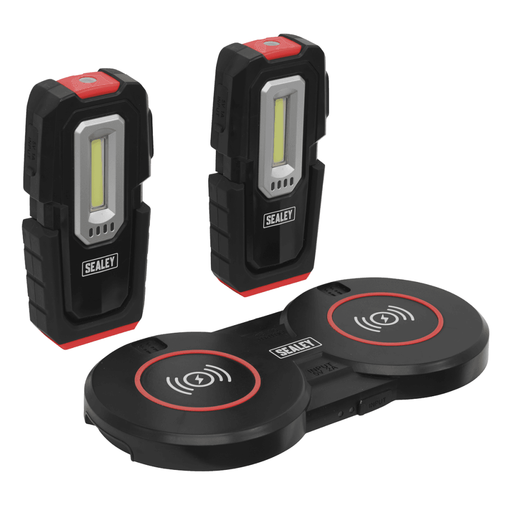 Sealey Inspection Light (x2) 3W & 1W COB LED & Double Wireless Charging Base Model No- LEDWCBCOMBO3