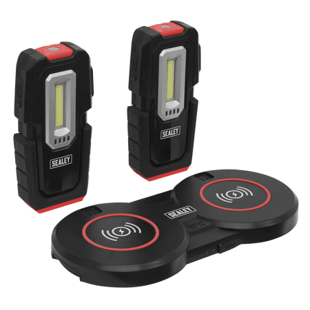 Sealey Inspection Light (x2) 3W & 1W COB LED & Double Wireless Charging Base Model No- LEDWCBCOMBO3