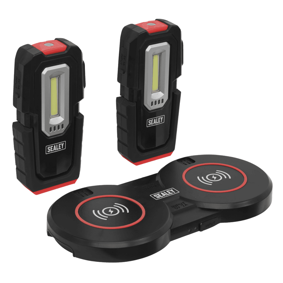 Sealey Inspection Light (x2) 3W & 1W COB LED & Double Wireless Charging Base Model No- LEDWCBCOMBO3