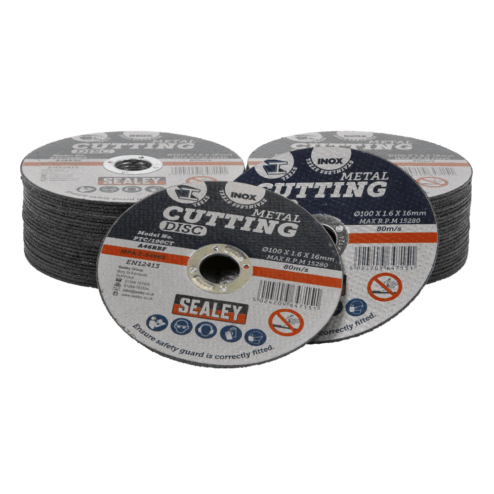 Sealey Cutting Disc Pack of 50 100 x 1.6mm 16mm Bore Model No- PTC/100CT50