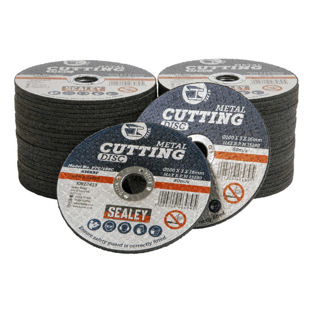 Sealey Cutting Disc Pack of 50 100 x 3mm 16mm Bore Model No- PTC/100C50