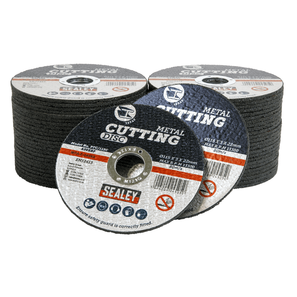 Sealey Cutting Disc Pack of 50 115 x 3mm 22mm Bore Model No- PTC/115C50