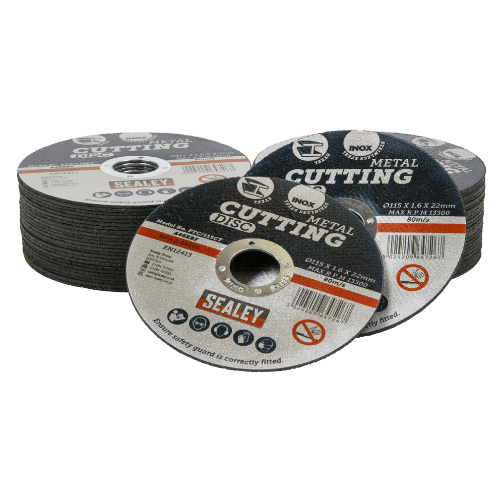 Sealey Cutting Disc Pack of 50 115 x 1.6mm 22mm Bore Model No- PTC/115CT50