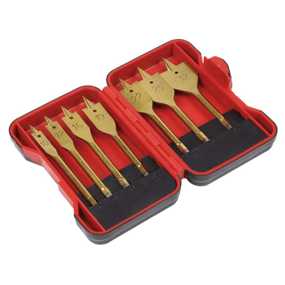 Sealey Titanium Coated Flat Wood Drill Bit Set 7pc Model No- AK3707FW
