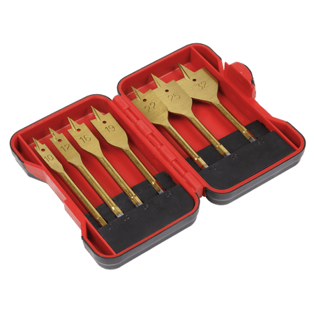 Sealey Titanium Coated Flat Wood Drill Bit Set 7pc Model No- AK3707FW