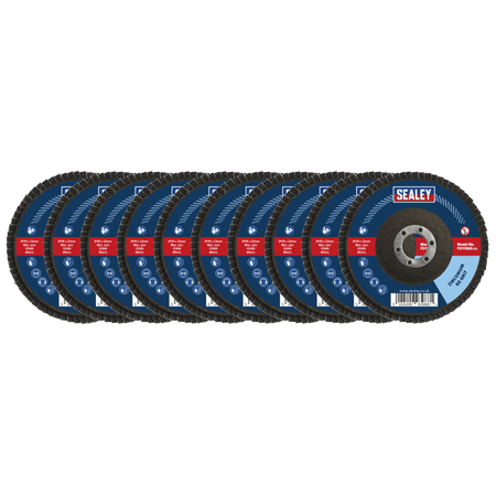 Sealey Assorted Grit Flap Discs Zirconium 115mm 22mm Bore - Pack of 10 Model No- FD115MIX
