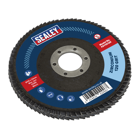 Sealey Flap Disc Zirconium 115mm 22mm Bore 120Grit Model No- FD115120