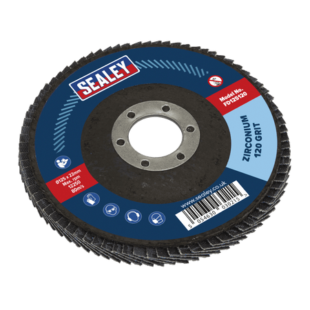 Sealey 125mm Zirconium Flap Disc 120Grit 22mm Bore Model No- FD125120