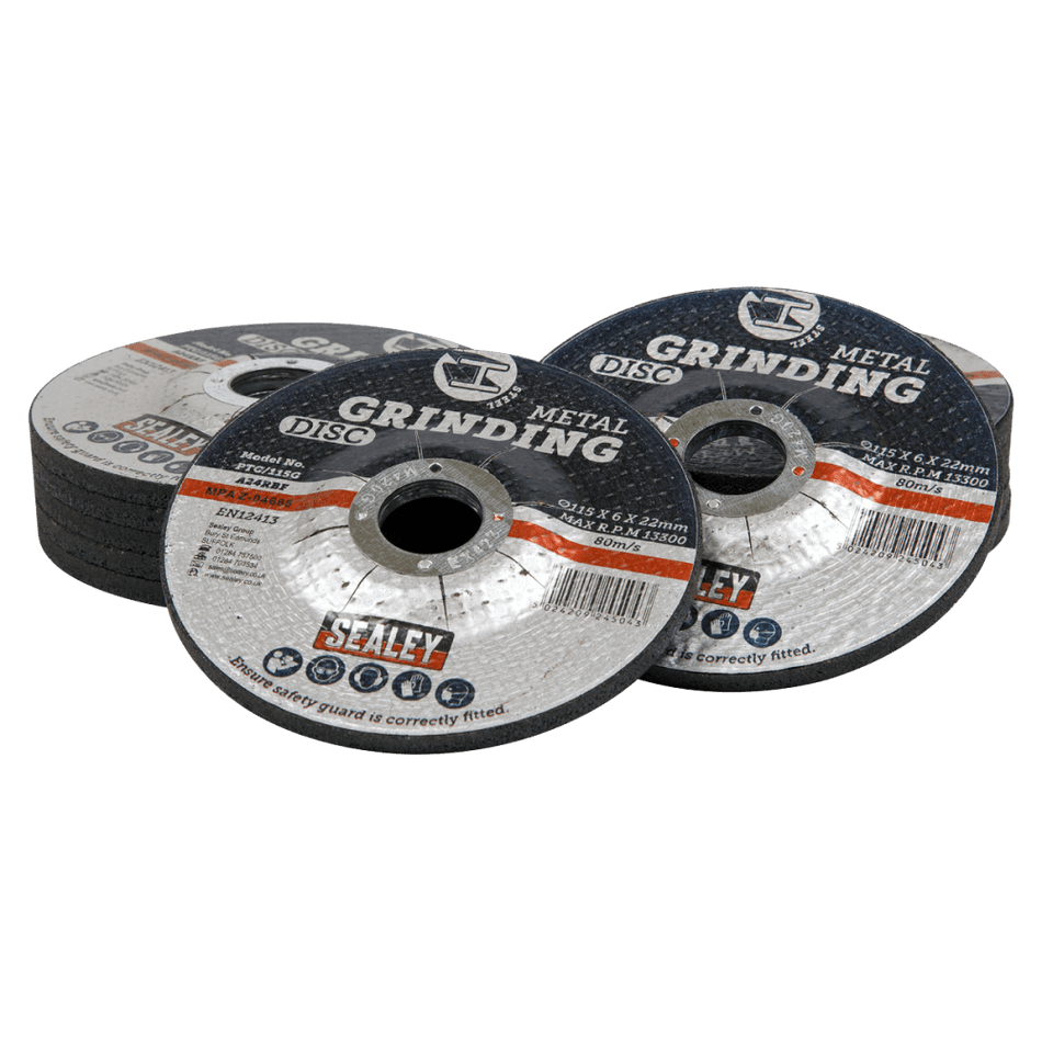 Sealey Grinding Disc 115 x 6mm 22mm Bore - Pack of 12 Model No- PTC115G12