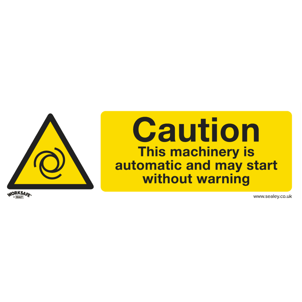 Sealey Warning Safety Sign - Caution Automatic Machinery - Rigid Plastic - Pack of 10 Model No- SS47P10